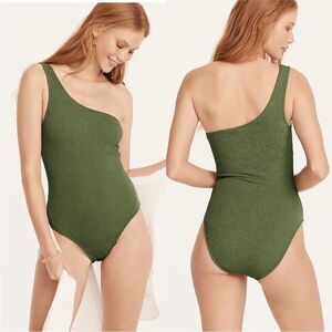 J Crew green textured one shoulder one piece size 22 new